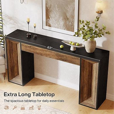Dual-Tone Console Table, Slim Entryway or Hallway Table with Storage Surface
