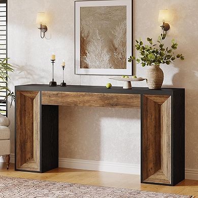 Dual-Tone Console Table, Slim Entryway or Hallway Table with Storage Surface