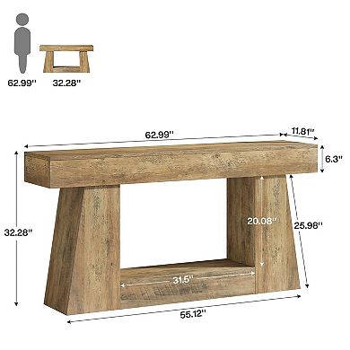 Console Table with Storage Shelves, Farmhouse Sofa Table for Entryway Hallway