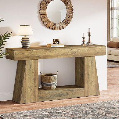 Console Table with Storage Shelves, Farmhouse Sofa Table for Entryway Hallway