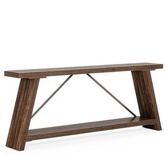 Sofa Table with Storage Shelves, Long Narrow Console Table for Entryway, Wood Top Metal Frame