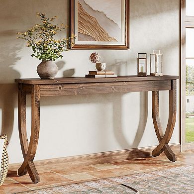 Entryway Console Table Farmhouse Sofa Table with Storage Shelf