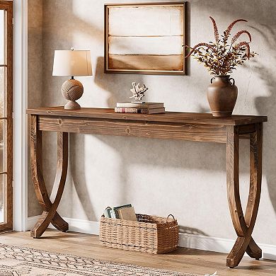 Entryway Console Table Farmhouse Sofa Table with Storage Shelf