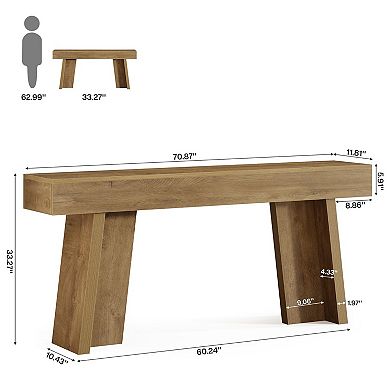 Rectangular Console Table, Farmhouse Wood Grain Table for Living Room or Entryway