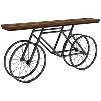 Narrow Bicycle-Base Wood Sofa Table Console Table for Hallway or Living Room