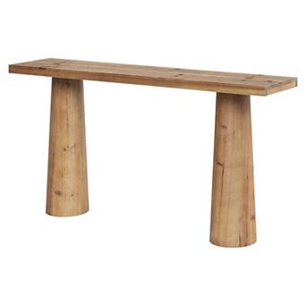 Narrow Farmhouse Console Table Wood Sofa Table with Open Shelf Storage