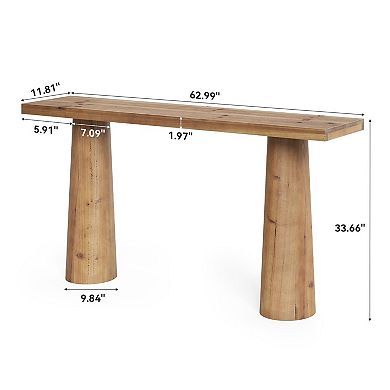 Narrow Farmhouse Console Table Wood Sofa Table with Open Shelf Storage
