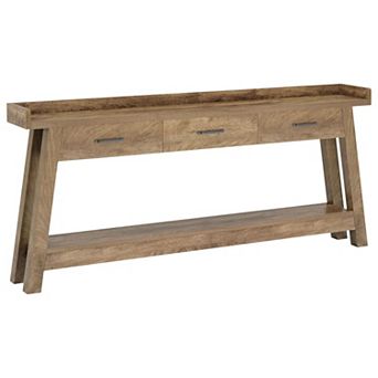 Farmhouse Wood Console Table Entryway Sofa Table with 3 Drawers and Open Shelves