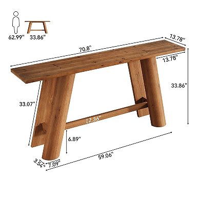 Farmhouse Console Table Solid Wood for Entryway, Hallway, or Living Room