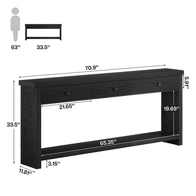 Long Narrow Console Table with Drawers for Hallway or Living Room