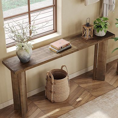 Slim Solid Wood Console Table Narrow Sofa Table for Entryway or Living Room