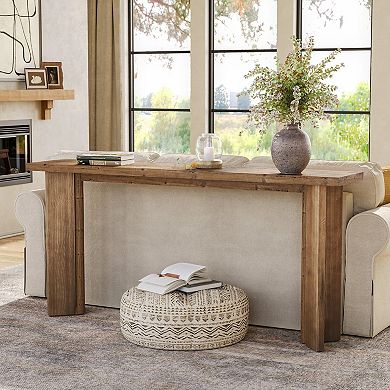 Slim Solid Wood Console Table Narrow Sofa Table for Entryway or Living Room