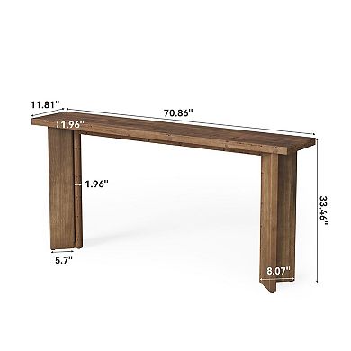 Slim Solid Wood Console Table Narrow Sofa Table for Entryway or Living Room