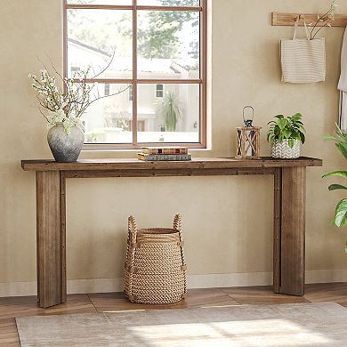 Slim Solid Wood Console Table Narrow Sofa Table for Entryway or Living Room