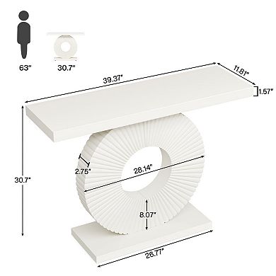 Modern Console Table with Flower-Shaped Metal Base for Living Room or Entryway