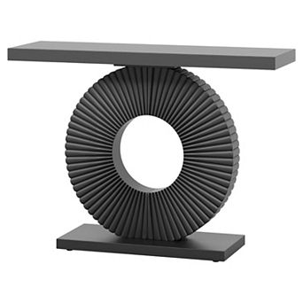 Modern Console Table with Flower-Shaped Metal Base for Living Room or Entryway