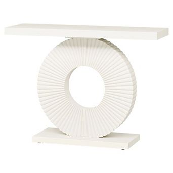 Modern Console Table with Flower-Shaped Metal Base for Living Room or Entryway