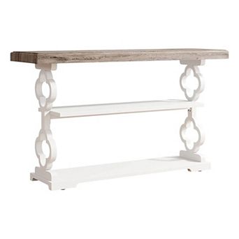 Farmhouse Console Table with 3 tier Storage Shelf for Entryway or Living Room