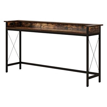 Narrow Sofa Table with USB and Electrical Outlets for Living Room or Home Office
