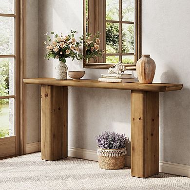 Modern Rustic Console Table Solid Wood Narrow Entryway or Living Room Table