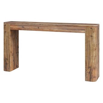 Entryway or Living Room Console Table with Wide Top, Lower Shelf, and Cedar Wood Finish