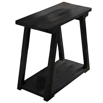 Trapezoidal Solid Wood Side Table 2 tier End Table for Living Room or Entryway