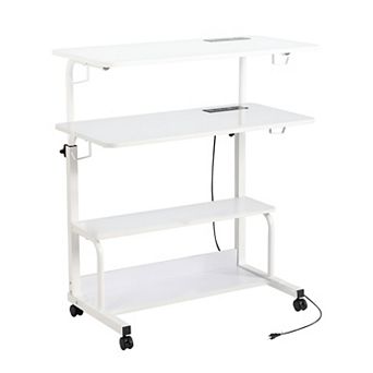 Compact Computer Desk with Adjustable Height, USB Ports and Power Outlet, Study Desk