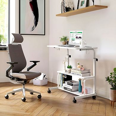 Compact Computer Desk with Adjustable Height, USB Ports and Power Outlet, Study Desk