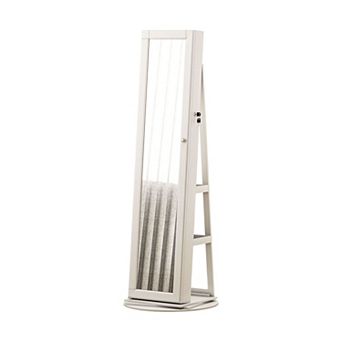 360 Swivel Jewelry Armoire with Full Length Mirror, Lockable Storage Cabinet, Standing Organizer