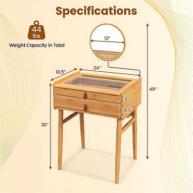 Makeup Vanity Table with Mirror and 2 Drawers for Bedroom, Small Space Vanity Desk