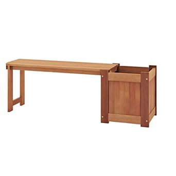 Outdoor 2 in 1 Bench and Planter Combo Durable Solid Wood Ideal for Garden or Patio