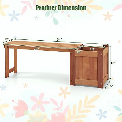Outdoor 2 in 1 Bench and Planter Combo Durable Solid Wood Ideal for Garden or Patio