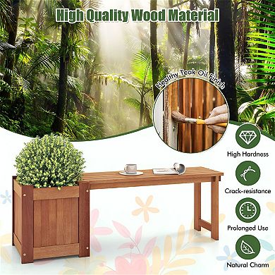 Outdoor 2 in 1 Bench and Planter Combo Durable Solid Wood Ideal for Garden or Patio