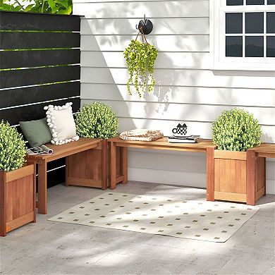 Outdoor 2 in 1 Bench and Planter Combo Durable Solid Wood Ideal for Garden or Patio