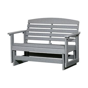HDPE Love Seat Glider Bench with Slatted Seat Rocking Motion Ideal for Patio