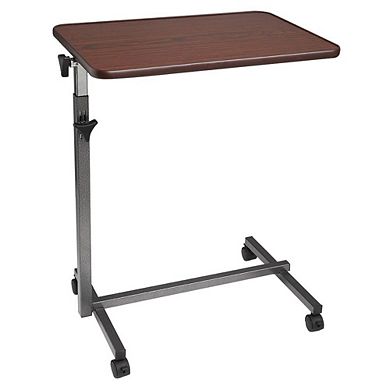 Overbed Laptop Table with Wheels, Adjustable Bedside Desk with Tilting Top for Bedroom
