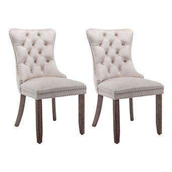Velvet Tufted Dining Chair Set of 2 with Padded Seat Kitchen Dining Seating
