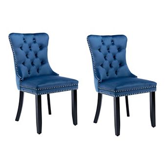 Velvet Tufted Dining Chair Set of 2 with Padded Seat Kitchen Dining Seating