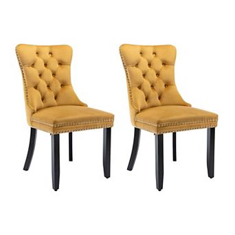 Velvet Tufted Dining Chair Set of 2 with Padded Seat Kitchen Dining Seating