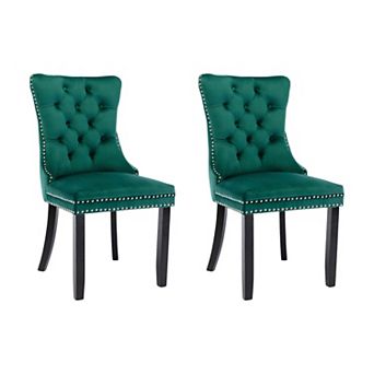 Velvet Tufted Dining Chair Set of 2 with Padded Seat Kitchen Dining Seating