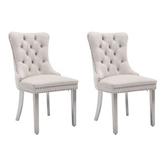 Velvet Tufted Dining Chair Set of 2 with Padded Seat Kitchen Dining Seating