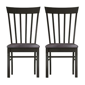 Armless Farmhouse Dining Chair Set of 2 with Upholstered Seats, Rubberwood Kitchen Chairs