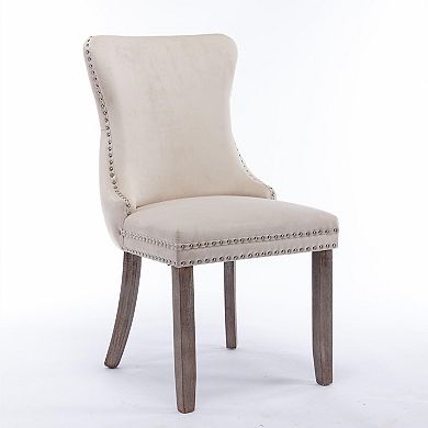 Velvet Dining Chairs Set of 2 Solid Wood Legs High Back Cushioned