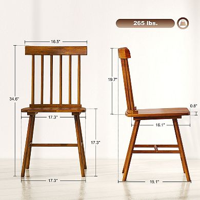 Windsor Dining Chairs Set of 2 Spindle Back Rubberwood Kitchen Chairs