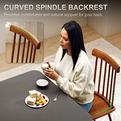 Windsor Dining Chairs Set of 2 Spindle Back Rubberwood Kitchen Chairs