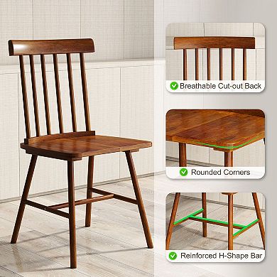 Windsor Dining Chairs Set of 2 Spindle Back Rubberwood Kitchen Chairs