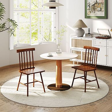 Windsor Dining Chairs Set of 2 Spindle Back Rubberwood Kitchen Chairs