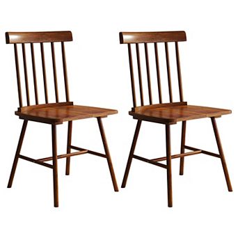 Windsor Dining Chairs Set of 2 Spindle Back Rubberwood Kitchen Chairs