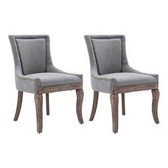 Upholstered Dining Chairs Set of 2 Fabric Seat with Wood Legs for Kitchen Dining