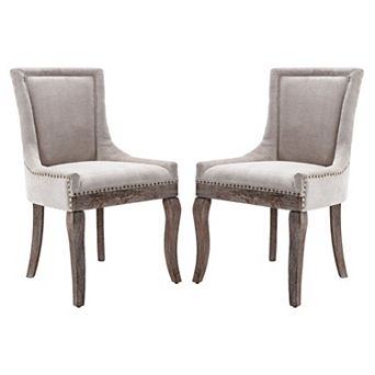 Upholstered Dining Chairs Set of 2 Fabric Seat Wood Legs for Dining Room
